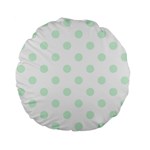 Polka Dots - Pastel Green on White Standard 15  Premium Flano Round Cushion