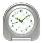 Polka Dots - Pastel Green on White Desk Alarm Clock