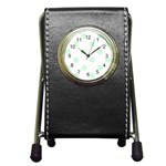 Polka Dots - Pastel Green on White Pen Holder Desk Clock