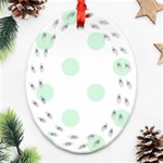 Polka Dots - Pastel Green on White Ornament (Bell) Ornament (Oval Filigree)