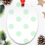 Polka Dots - Pastel Green on White Ornament (Oval)