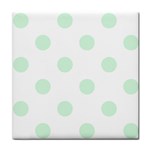 Polka Dots - Pastel Green on White Tile Coaster