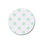 Polka Dots - Pastel Green on White Rubber Coaster (Round)