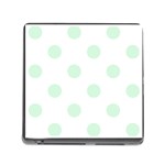 Polka Dots - Pastel Green on White Memory Card Reader (Square)