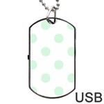 Polka Dots - Pastel Green on White Dog Tag USB Flash (One Side)