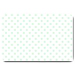Polka Dots - Pastel Green on White Large Doormat