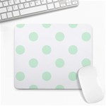 Polka Dots - Pastel Green on White Large Mousepad