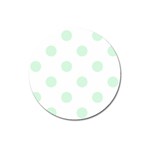 Polka Dots - Pastel Green on White Magnet 3  (Round)