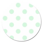 Polka Dots - Pastel Green on White Magnet 5  (Round)