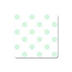 Polka Dots - Pastel Green on White Magnet (Square)