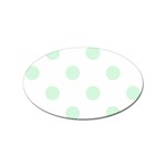 Polka Dots - Pastel Green on White Sticker (Oval)