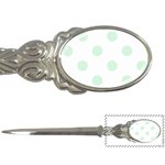 Polka Dots - Pastel Green on White Letter Opener
