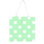 Polka Dots - White on Mint Green Grocery Light Tote Bag
