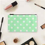 Polka Dots - White on Mint Green Cosmetic Bag (S)