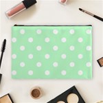 Polka Dots - White on Mint Green Cosmetic Bag (L)