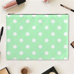 Polka Dots - White on Mint Green Cosmetic Bag (XL)