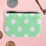 Polka Dots - White on Mint Green Mini Coin Purse