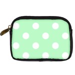 Polka Dots - White on Mint Green Digital Camera Leather Case