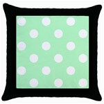 Polka Dots - White on Mint Green Throw Pillow Case (Black)