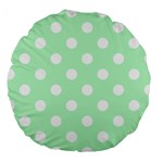 Polka Dots - White on Mint Green Large 18  Premium Round Cushion
