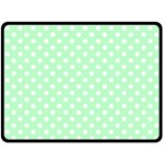 Polka Dots - White on Mint Green Fleece Blanket (Large) (One Side)