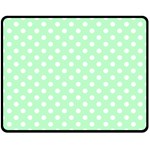Polka Dots - White on Mint Green Double Sided Fleece Blanket (Medium) (Two Sides)