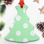 Polka Dots - White on Mint Green Christmas Tree Ornament (Two Sides)