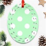 Polka Dots - White on Mint Green Oval Filigree Ornament (Two Sides)