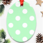 Polka Dots - White on Mint Green Oval Ornament (Two Sides)