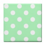 Polka Dots - White on Mint Green Tile Coaster