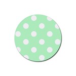 Polka Dots - White on Mint Green Rubber Round Coaster (4 pack)