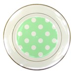 Polka Dots - White on Mint Green Porcelain Plate