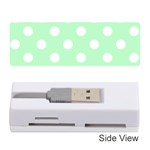 Polka Dots - White on Mint Green Memory Card Reader (Stick)