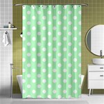 Polka Dots - White on Mint Green Shower Curtain 48  x 72  (Small)