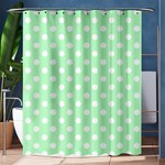 Polka Dots - White on Mint Green Shower Curtain 60  x 72  (Medium)