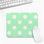 Polka Dots - White on Mint Green Small Mousepad