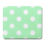 Polka Dots - White on Mint Green Large Mousepad