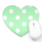 Polka Dots - White on Mint Green Heart Mousepad