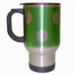 Polka Dots - White on Mint Green Travel Mug (Silver Gray)