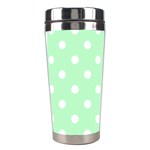 Polka Dots - White on Mint Green Stainless Steel Travel Tumbler