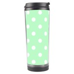 Polka Dots - White on Mint Green Travel Tumbler