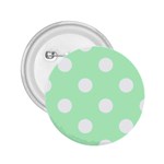 Polka Dots - White on Mint Green 2.25  Button