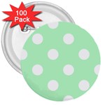 Polka Dots - White on Mint Green 3  Button (100 pack)