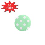 Polka Dots - White on Mint Green 1  Mini Magnet (10 pack)