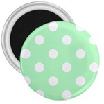 Polka Dots - White on Mint Green 3  Magnet