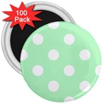 Polka Dots - White on Mint Green 3  Magnet (100 pack)