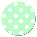 Polka Dots - White on Mint Green Magnet 5  (Round)