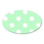 Polka Dots - White on Mint Green Magnet (Oval)