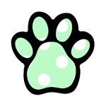 Polka Dots - White on Mint Green Magnet (Paw Print)