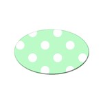 Polka Dots - White on Mint Green Sticker Oval (100 pack)